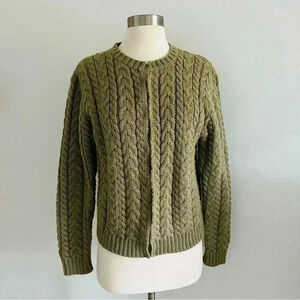 New Paul James 100% Wool Cardigan Sweater Cable Knit Made In England